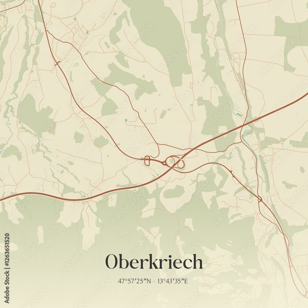 Vintage map of Oberkriech, Austria.