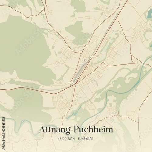 Obraz na płótnie Vintage map of Attnang-Puchheim, Austria. w salonie