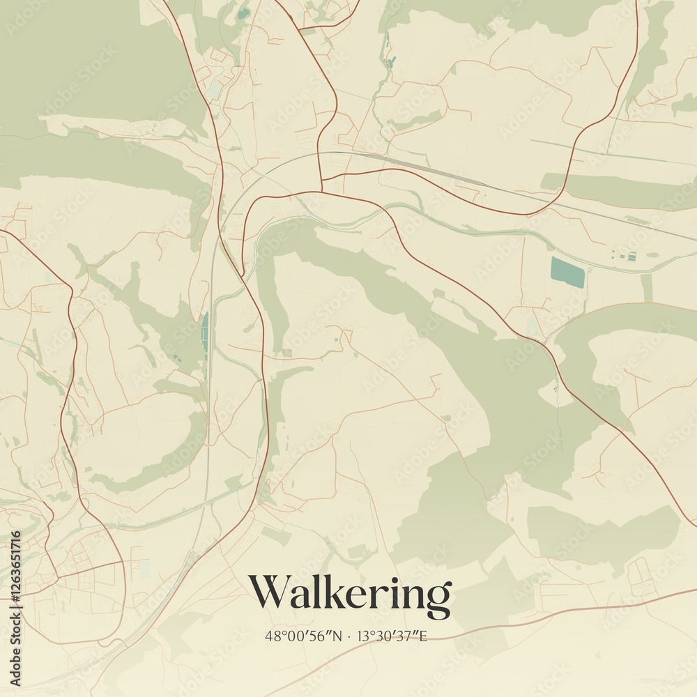 Vintage map of Walkering, Austria.
