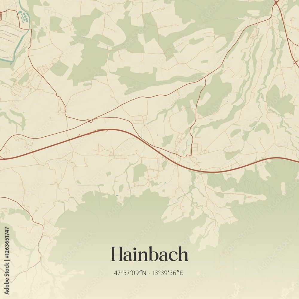 Vintage map of Hainbach, Austria.