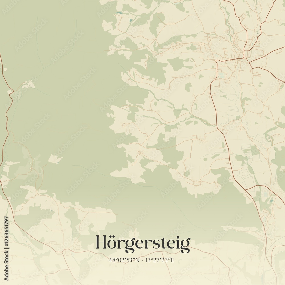 Vintage map of Hörgersteig, Austria.