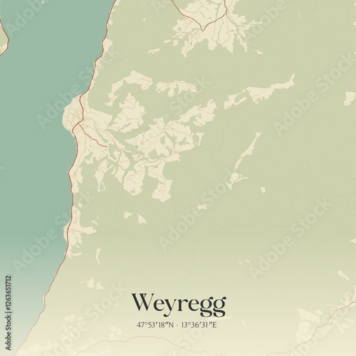 Obraz na płótnie Vintage map of Weyregg, Austria. w salonie