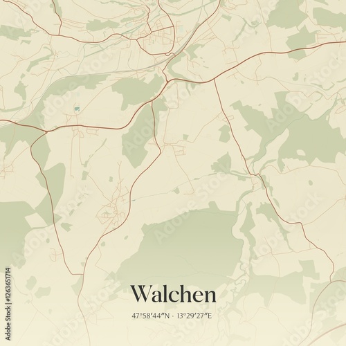 Obraz na płótnie Vintage map of Walchen, Austria. w salonie