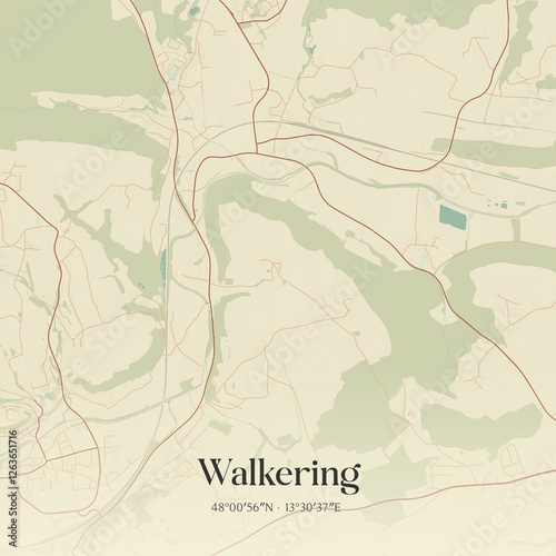 Obraz na płótnie Vintage map of Walkering, Austria. w salonie