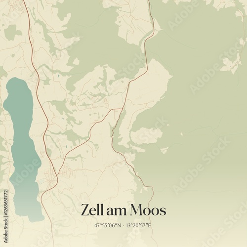 Obraz na płótnie Vintage map of Zell am Moos, Austria. w salonie