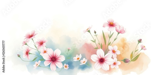 Wallpaper Mural Elegant watercolor flowers blossom in soft tones, creating a light and airy feel perfect for spring and summer celebrations. Ideal for cards and invitations Torontodigital.ca