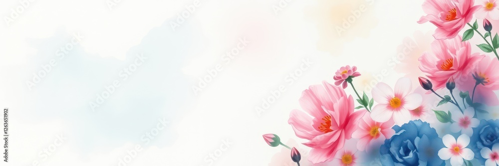 Delicate flowers harmoniously blend in soft colors, showcasing a painterly style ideal for decorative projects, greeting cards, and seasonal celebrations Delicate flowers harmoniously blend in soft colors, showcasing a painterly style ideal for decorative projects, greeting cards, and seasonal celebrations