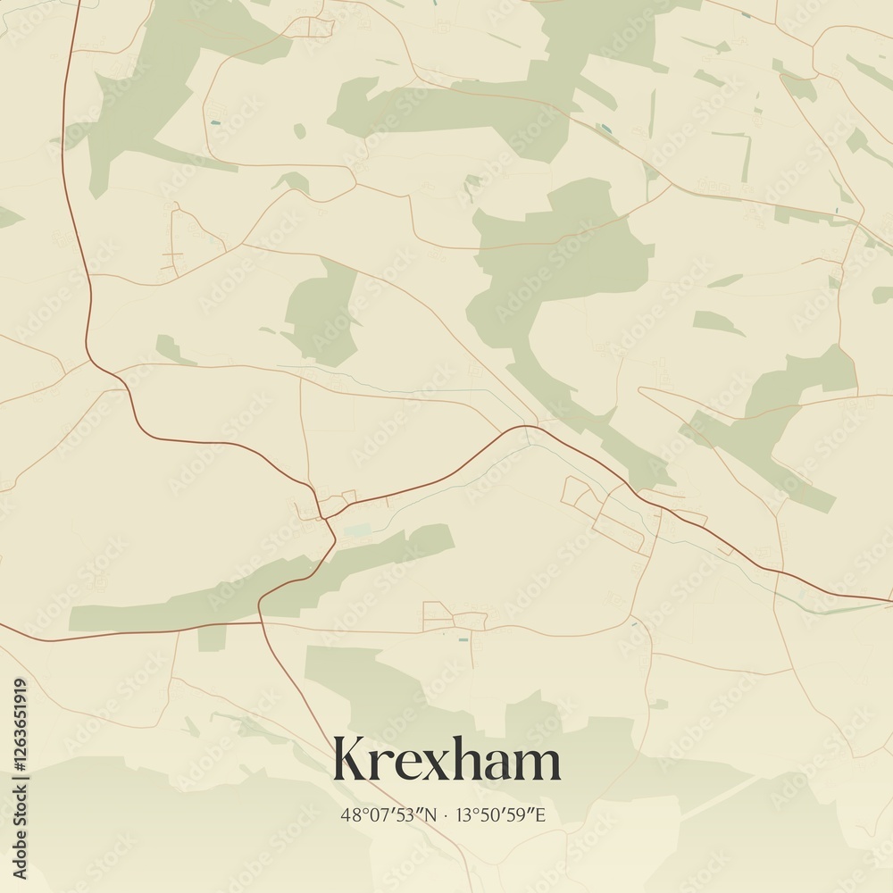 Vintage map of Krexham, Austria.