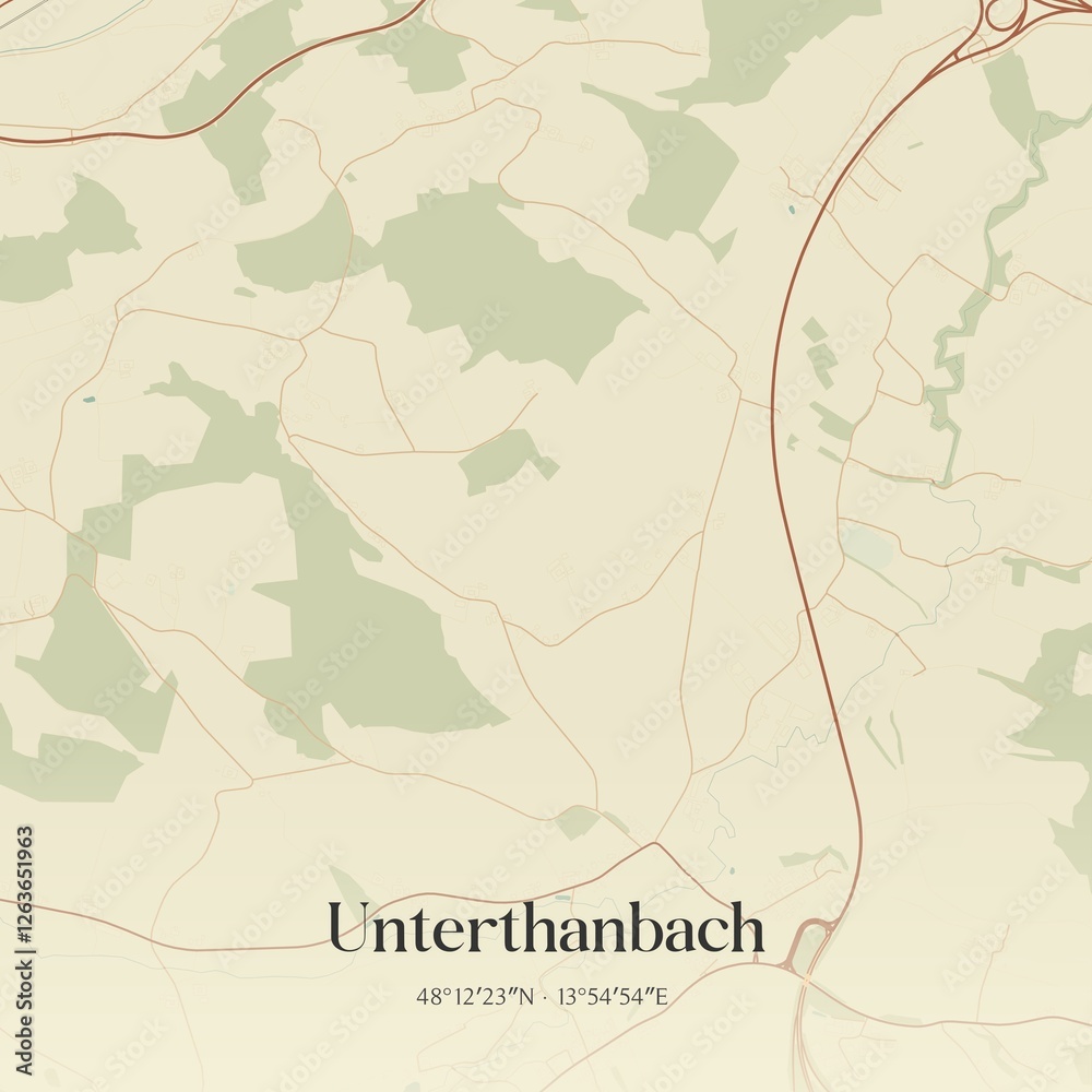 Vintage map of Unterthanbach, Austria.
