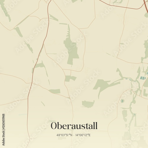 Obraz na płótnie Vintage map of Oberaustall, Austria. w salonie