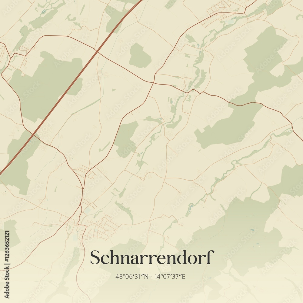 Vintage map of Schnarrendorf, Austria.