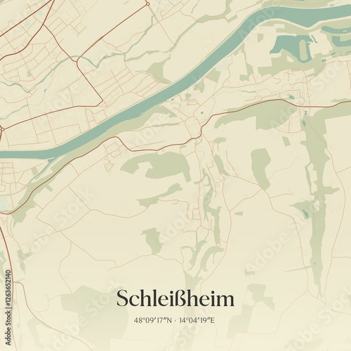 Obraz na płótnie Vintage map of Schleißheim, Austria. w salonie