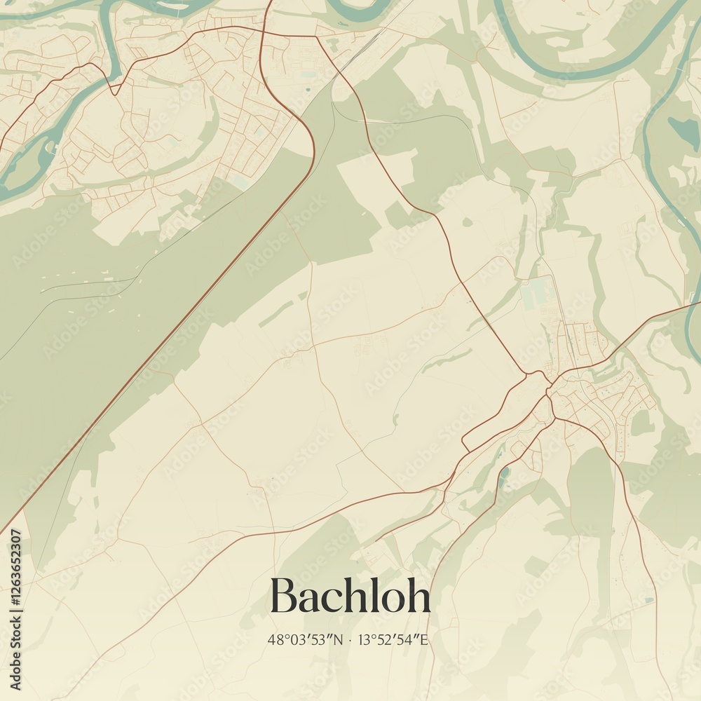 Fototapeta premium Vintage map of Bachloh, Austria.