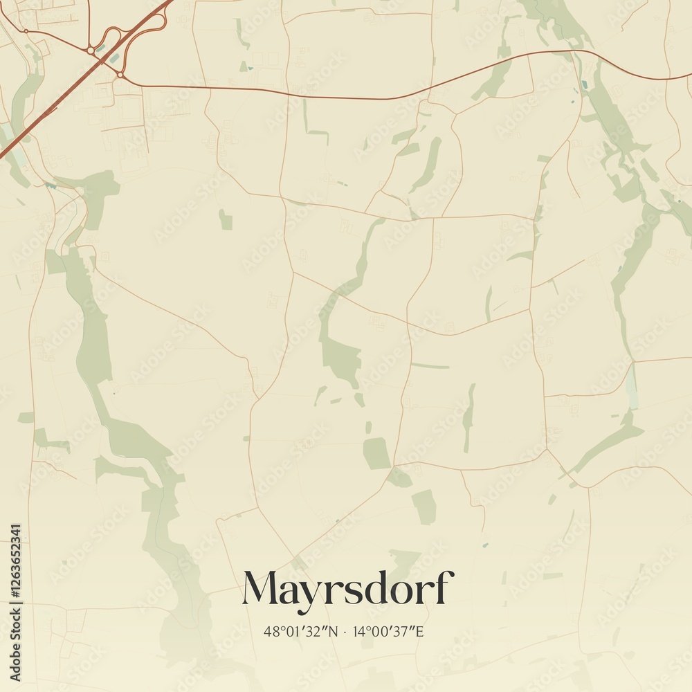 Vintage map of Mayrsdorf, Austria.