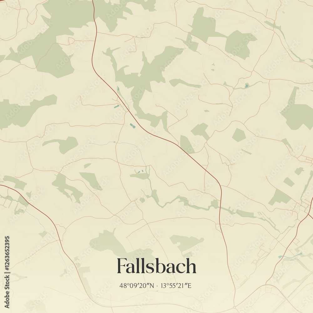 Vintage map of Fallsbach, Austria.