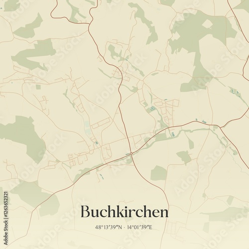 Obraz na płótnie Vintage map of Buchkirchen, Austria. w salonie