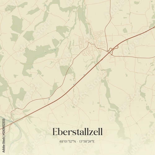 Obraz na płótnie Vintage map of Eberstallzell, Austria. w salonie