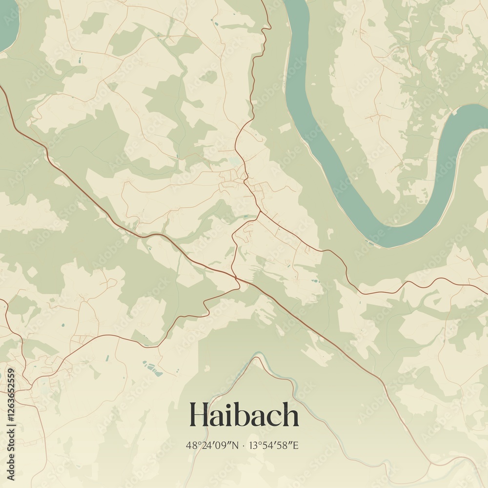 Vintage map of Haibach, Austria.