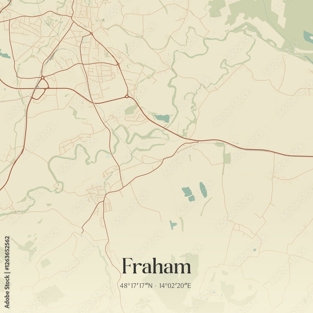 Vintage map of Fraham, Austria.