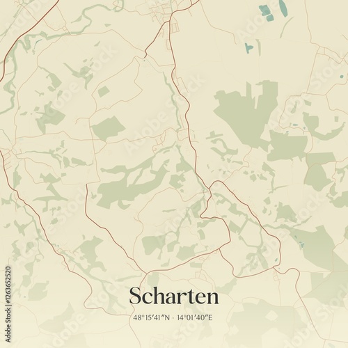 Obraz na płótnie Vintage map of Scharten, Austria. w salonie