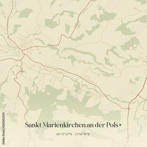 Obraz na płótnie Vintage map of Sankt Marienkirchen an der Pols*, Austria. w salonie