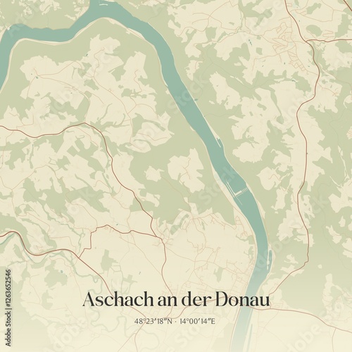 Obraz na płótnie Vintage map of Aschach an der Donau, Austria. w salonie