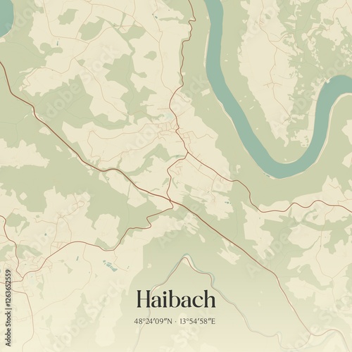 Obraz na płótnie Vintage map of Haibach, Austria. w salonie