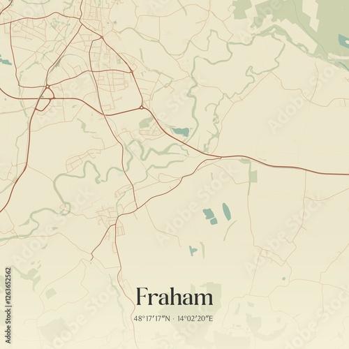 Obraz na płótnie Vintage map of Fraham, Austria. w salonie