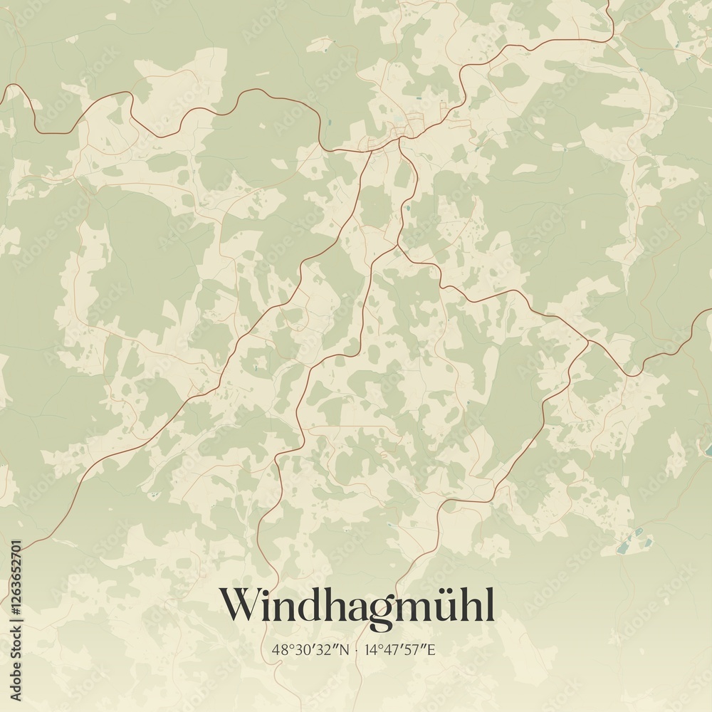 Vintage map of Windhagmühl, Austria.
