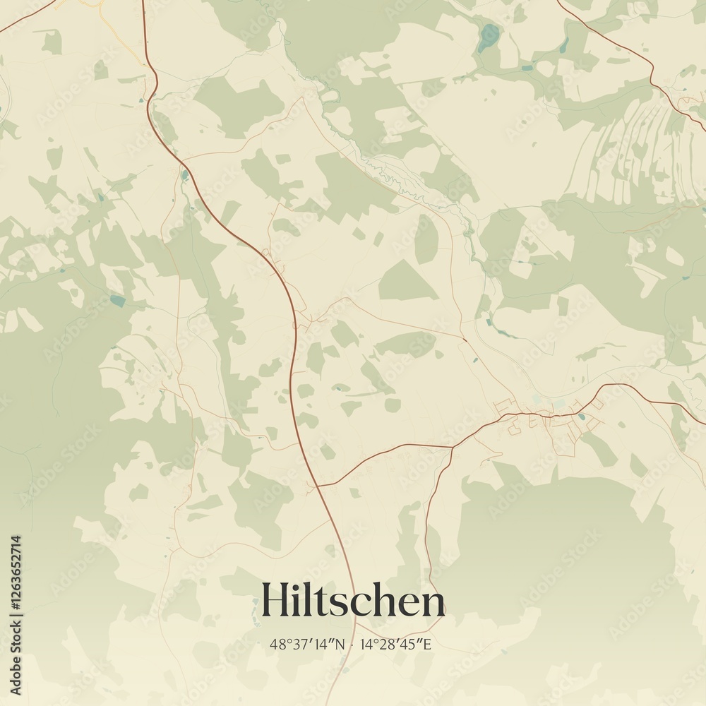 Vintage map of Hiltschen, Austria.