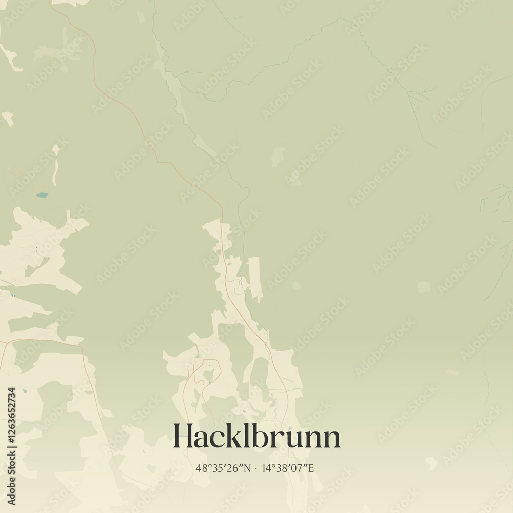 Vintage map of Hacklbrunn, Austria.