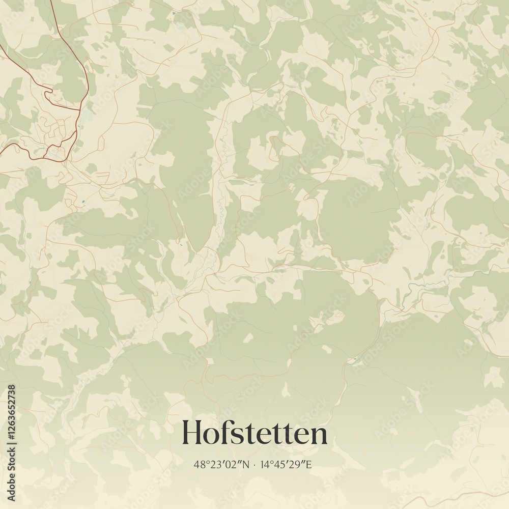 Vintage map of Hofstetten, Austria.