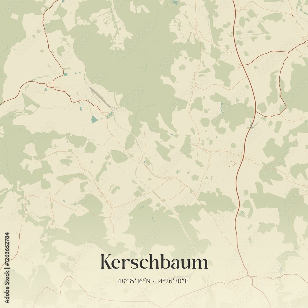 Vintage map of Kerschbaum, Austria.