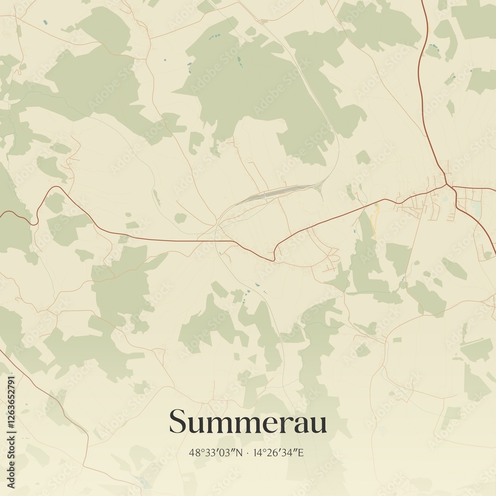 Vintage map of Summerau, Austria.