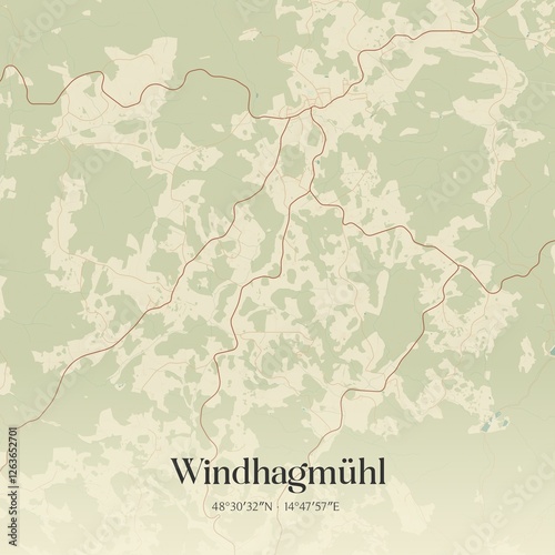 Vintage map of Windhagmühl, Austria.