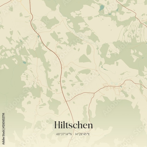 Obraz na płótnie Vintage map of Hiltschen, Austria. w salonie