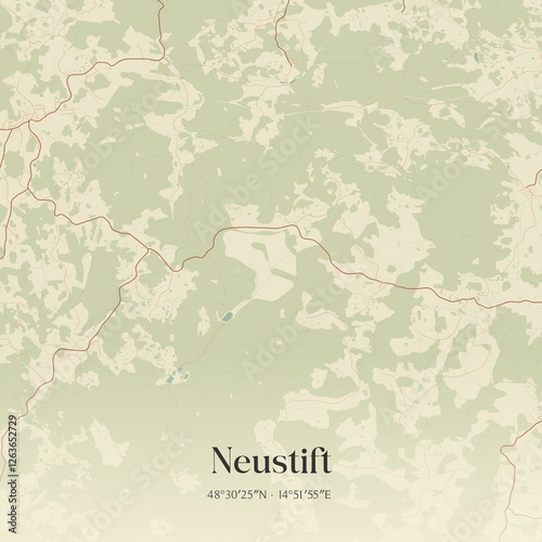 Vintage map of Neustift, Austria.
