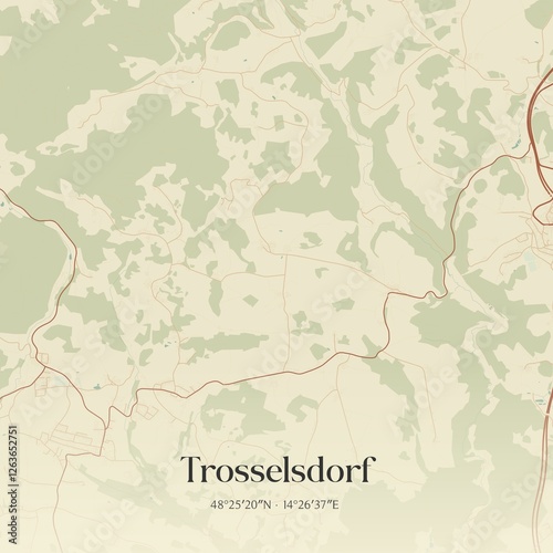Obraz na płótnie Vintage map of Trosselsdorf, Austria. w salonie