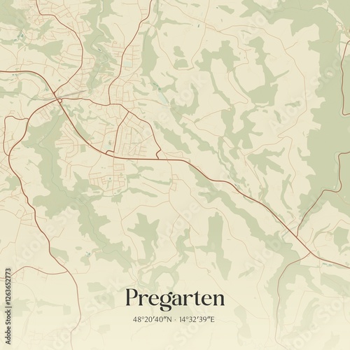 Obraz na płótnie Vintage map of Pregarten, Austria. w salonie