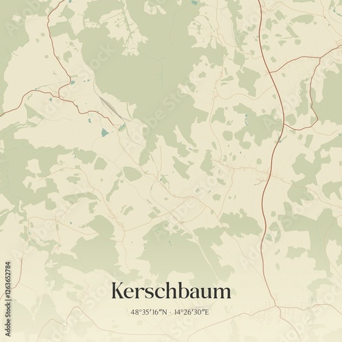 Obraz na płótnie Vintage map of Kerschbaum, Austria. w salonie