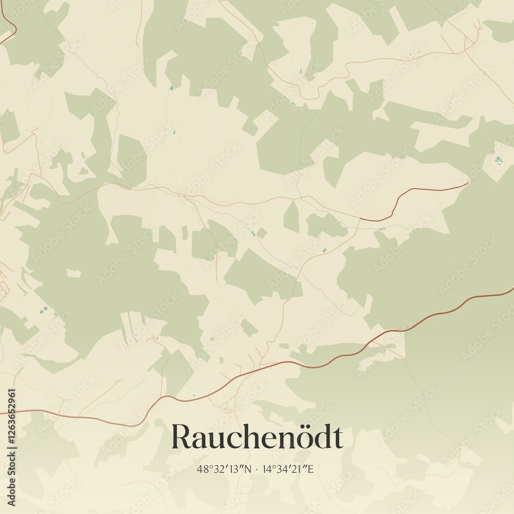 Vintage map of Rauchenödt, Austria.
