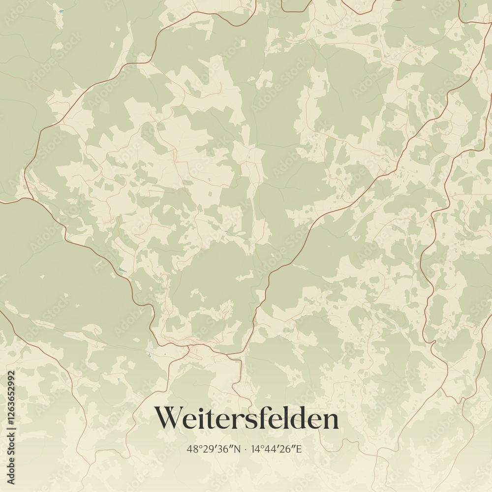 Vintage map of Weitersfelden, Austria.