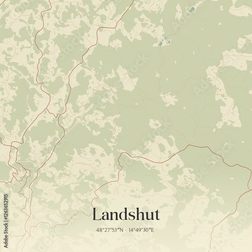 Obraz na płótnie Vintage map of Landshut, Austria. w salonie
