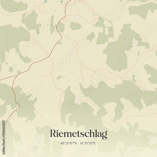Obraz na płótnie Vintage map of Riemetschlag, Austria. w salonie