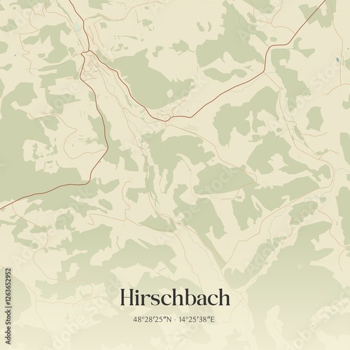 Obraz na płótnie Vintage map of Hirschbach, Austria. w salonie