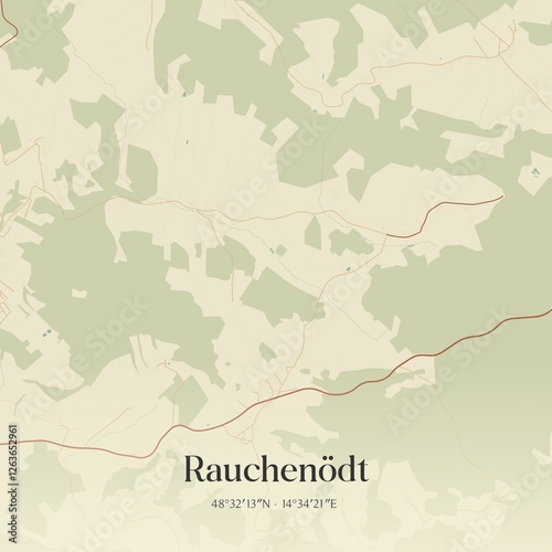 Obraz na płótnie Vintage map of Rauchenödt, Austria. w salonie