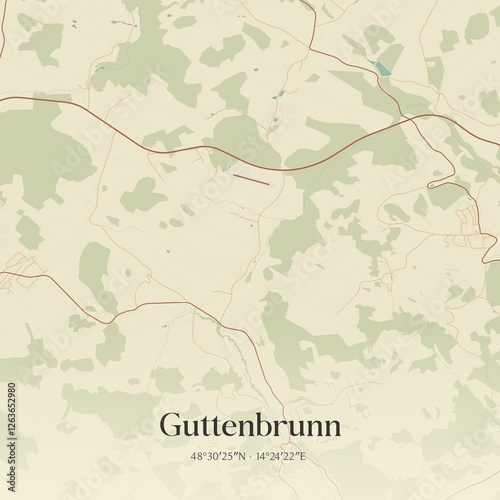 Vintage map of Guttenbrunn, Austria.