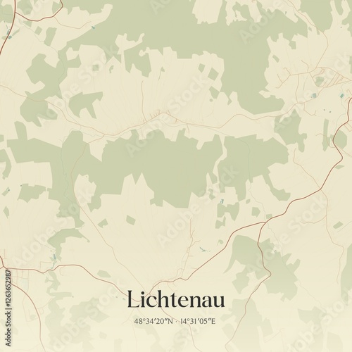 Obraz na płótnie Vintage map of Lichtenau, Austria. w salonie