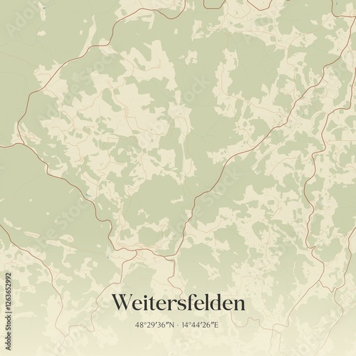 Obraz na płótnie Vintage map of Weitersfelden, Austria. w salonie
