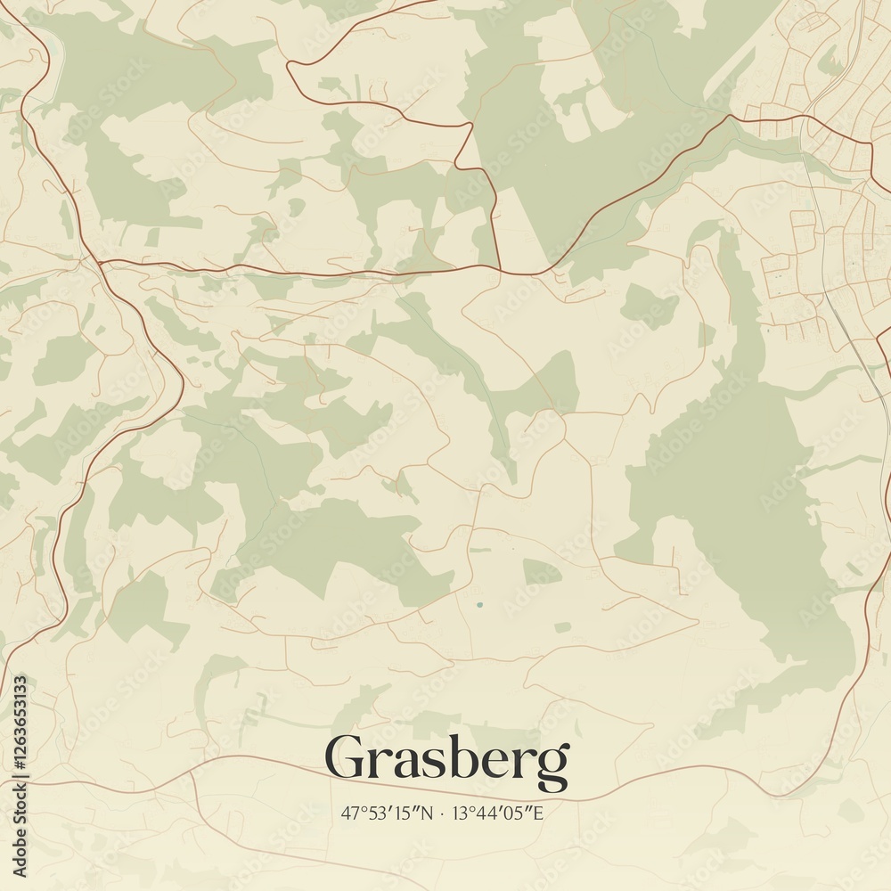 Vintage map of Grasberg, Austria.